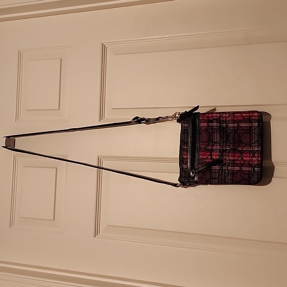 Coach Poppy Plaid Tartan Crossbody Pink/Purple - Picture 7 of 8